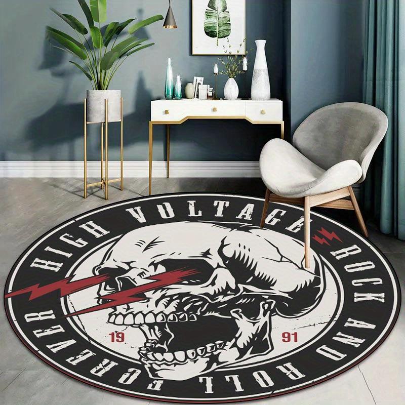 

Home Decor Round Rocking Skull Vintage Rug for Living Room, Bedroom, Gaming, Floor Protection, Aisle, Balcony, Outdoor Camping 80cm