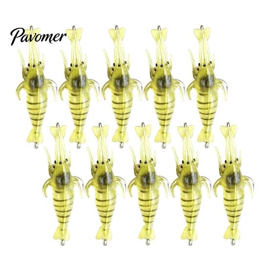 Saltwater Fishing Lure 5/10/20/40Pcs 4CM/1.3G Bionic Shrimp Soft Lure, Glow-in-the-dark Bass Lures Bait with Hook, Freshwater Swimbait Realistic