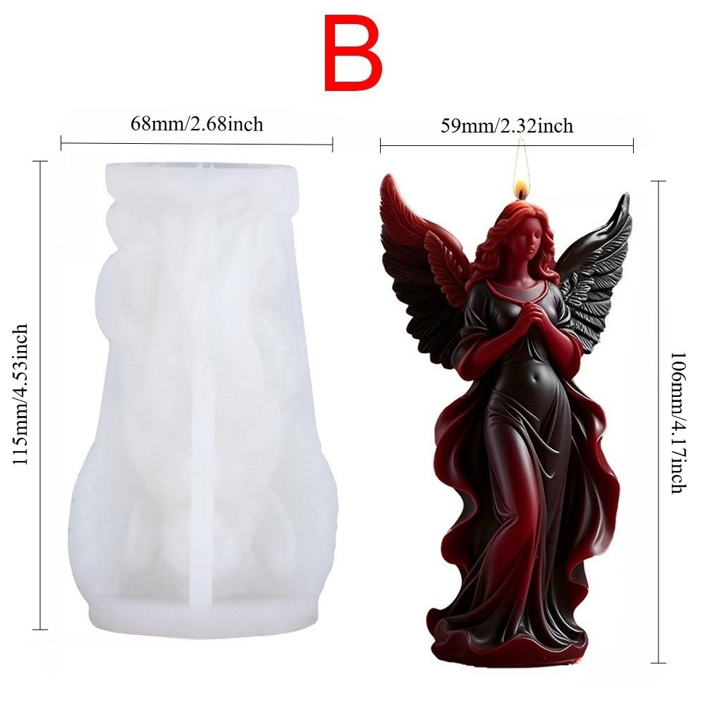 3d Gothic Style Wing Angel Relief Pillar Candle Silicone Mold Diy Skirt Goddess Resin Mould Gypsum Clay Making Tool Home Decor