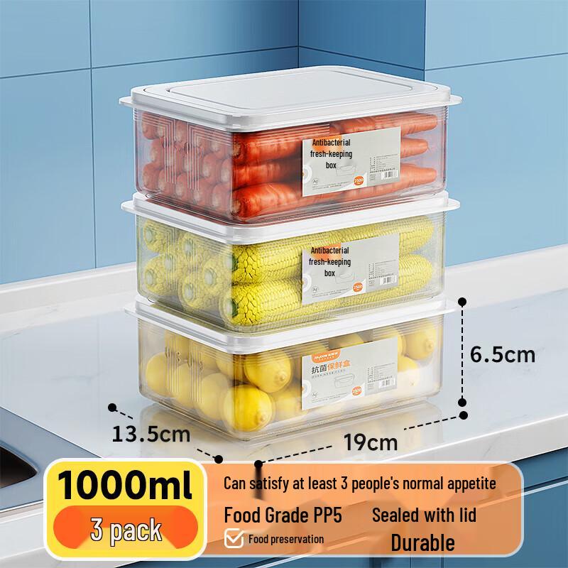 Jiabangshou prostokątny pojemnik do przechowywania żywności, antybakteryjny, 1000 ml