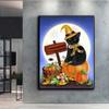 Beliebtes 5D-Kreuzstich-Set zum Selbermachen, Halloween-Kürbis und schwarze Katze, Malerei, voller Bohrer, Kreuzstich-Bastelset, Wandaufkleber, Heimdekoration