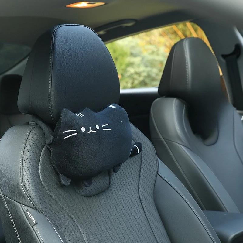 Creative Cartoon Cute Cat Auto Car Seat Head Neck Rest Cushion Headrest Pillow Plush Pad Car Safety Pillow Car Accessories