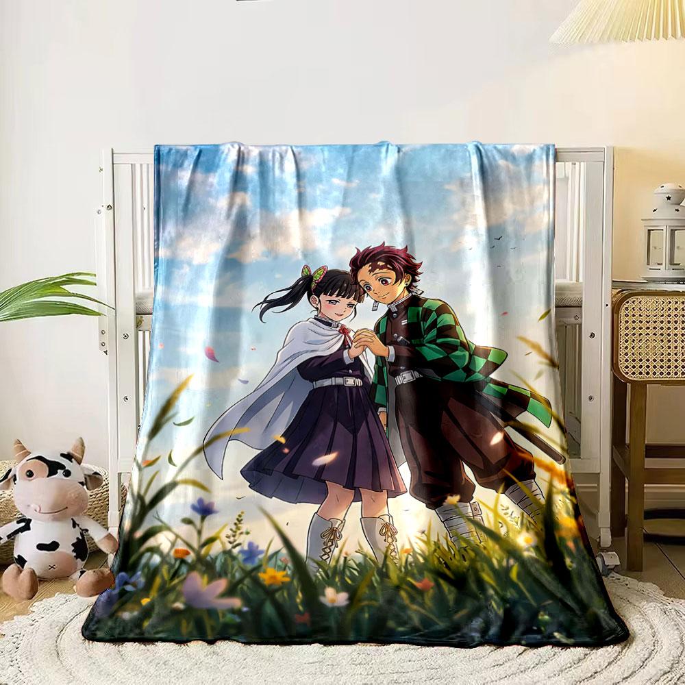 

A checkered green and black pattern on the boy s haori stands out. for all seasons blanket lunch break throw gift 80cm x 120cm