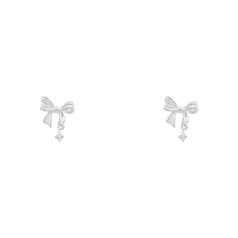Bow Star Stud Earrings: Trendy, Fashionable Needle Earrings for Women