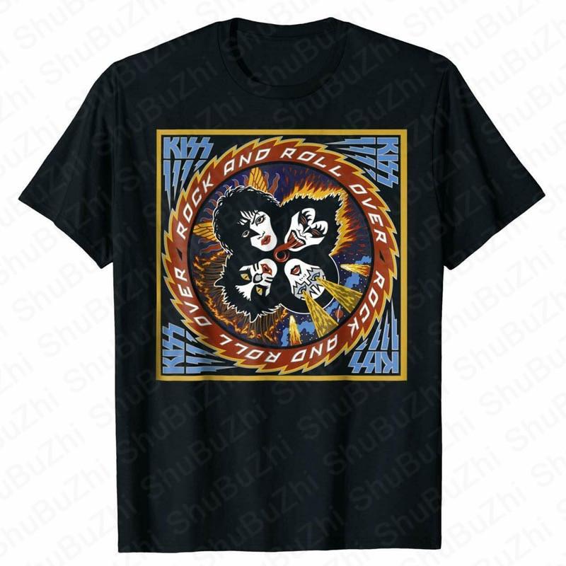KISS Hiss Cat Parody Funny Tshirts Rock Meow Group Men T Shirt KISS Rock Roll Man Cotton T-Shirt Drop Shipping