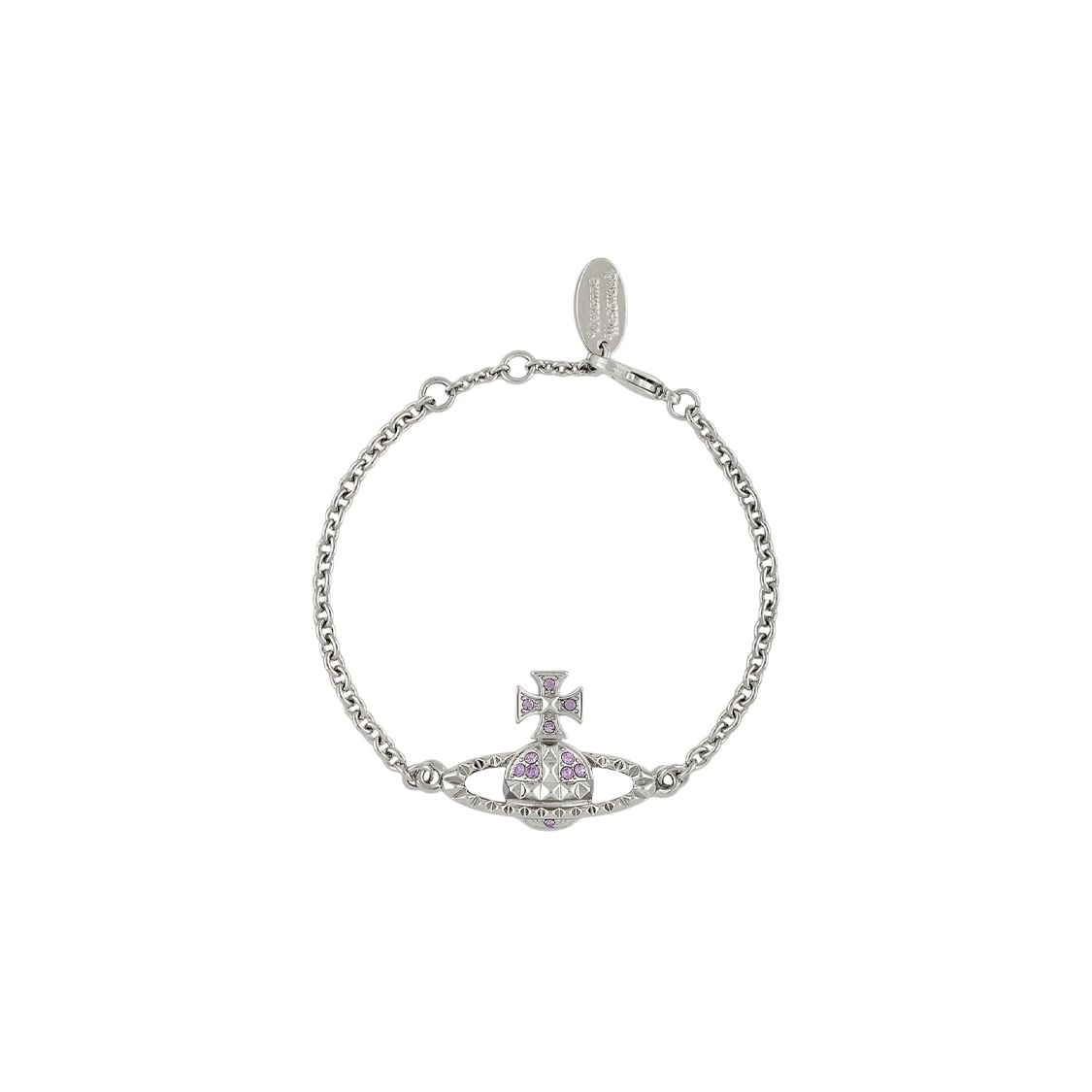 

Vivienne Westwood Mayfair Bas Relief Saturn Embossed Studded Bracelet Women bracelet Silver Lavender 61020032-02W287-MY Box