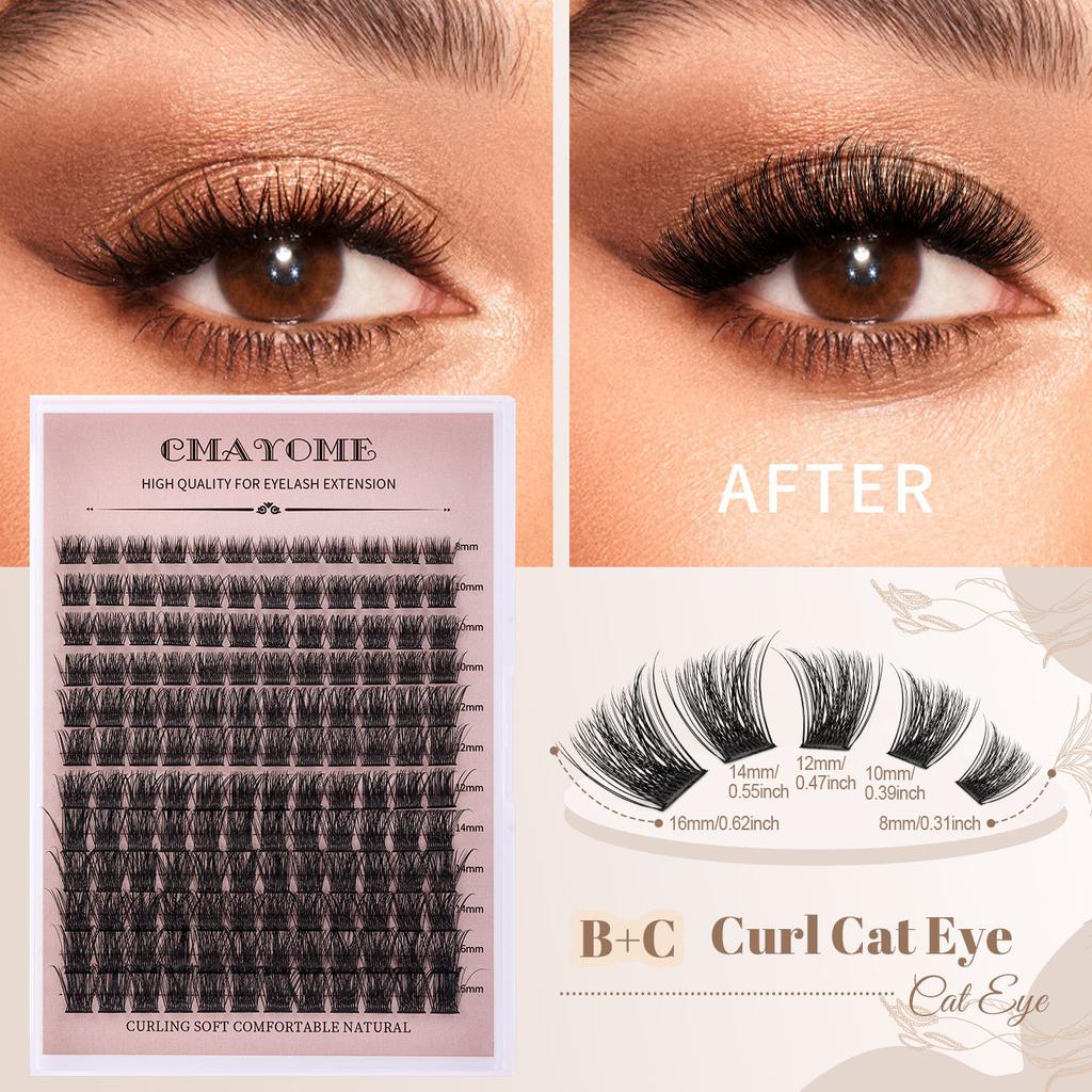 Single Cluster C Curved Multi-Hair False Eyelash Set 8-16Mmdiy Segmented Grafting Thick Eyelashes