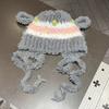 Cute lamb ears plush hat women's autumn and winter new furry hat warm ear protection knitted hat
