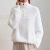 Navava Women S Warm Fleece Zip Collar Long Sleeve Knit Top Nk3302
