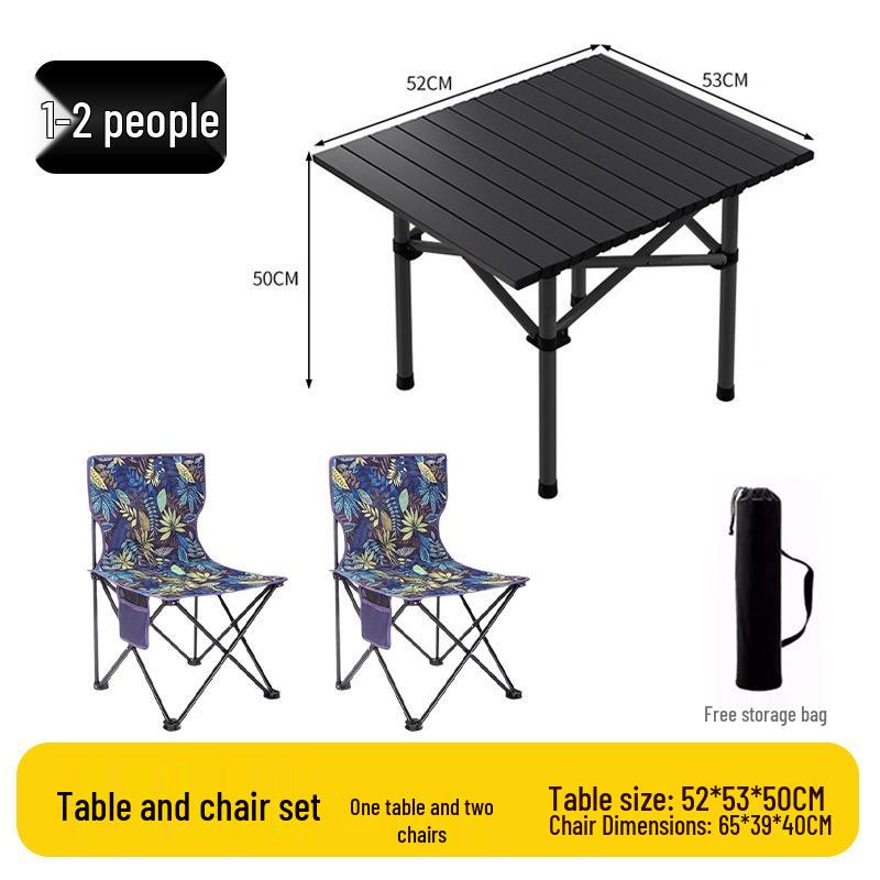 Outdoor Portable Folding Table & Chairs Set - Lightweight Roll-Up Table with Camping Seats