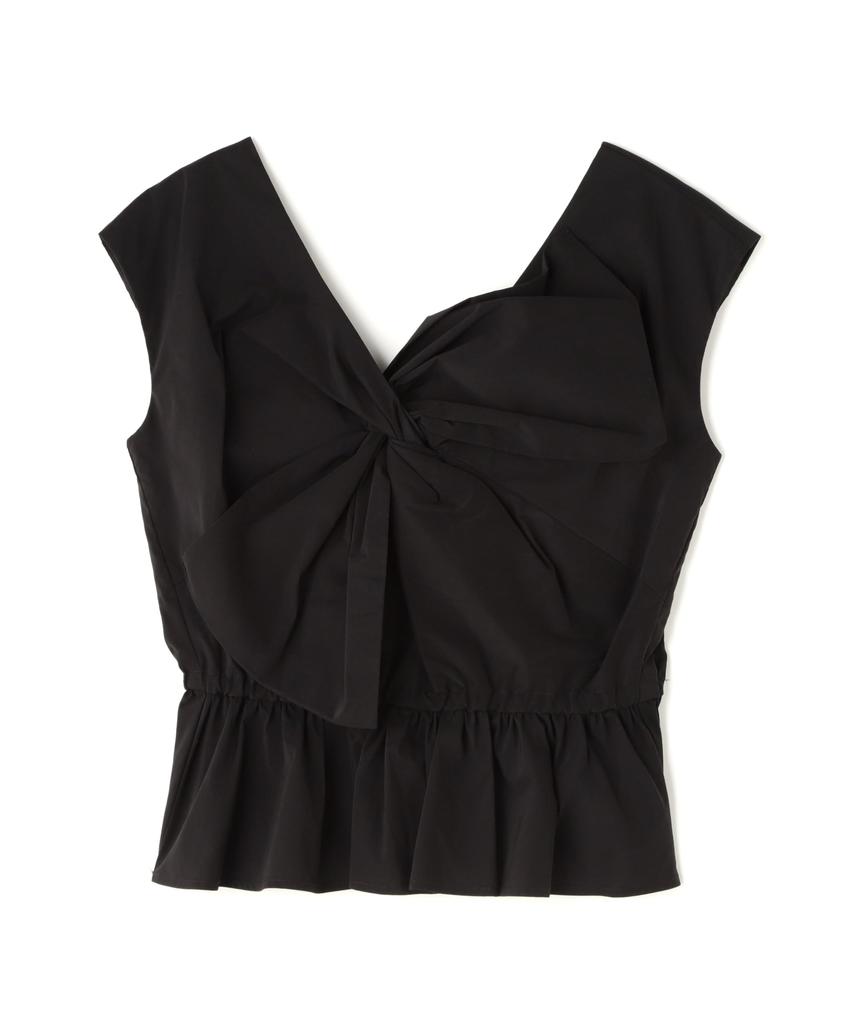Natural Beauty Basic Cross Ribbon Black Women's Blouse,