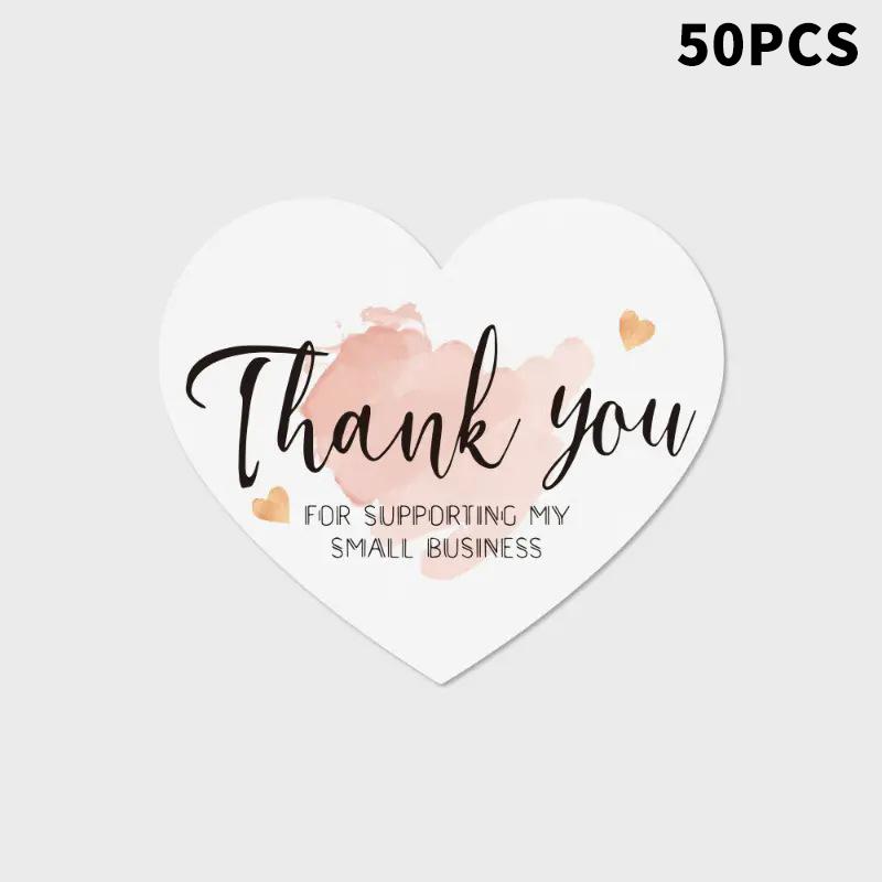 50 Stück 5 Stile Rosa Herzförmige Dankeskarten Geschenkbox Verpackung Box Siegel Partyzubehör