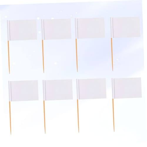 NUOLUX 200pcs Toothpick Flags, White Tags, Cup Flag Labels, Paper Flag Picks, Plant Labels, Toothpicks for Food, Plant Tags, Fruit Cake, White Flags,