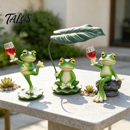 Pastoraler Stil Haus Schreibtisch Akzente Lustige Frosch Harzfigur, Neuheit Sitzende Tanzende Skulptur mit Einzigartigen Gartengeschenken für Enthusiasten