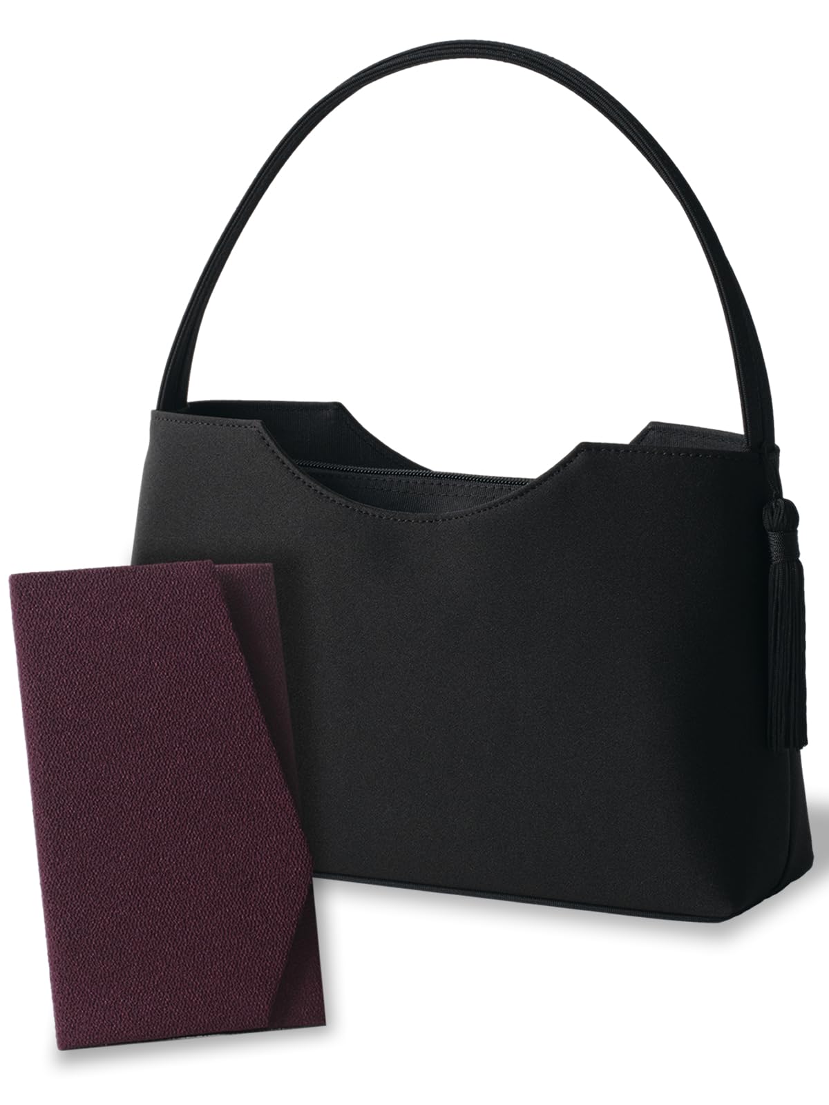 Черная официальная сумка Fukushodo, большая, для похорон, изготовлена ремесленниками Киото, включает фукусу (Сумка для одежды) (Черный плечевой ремень)