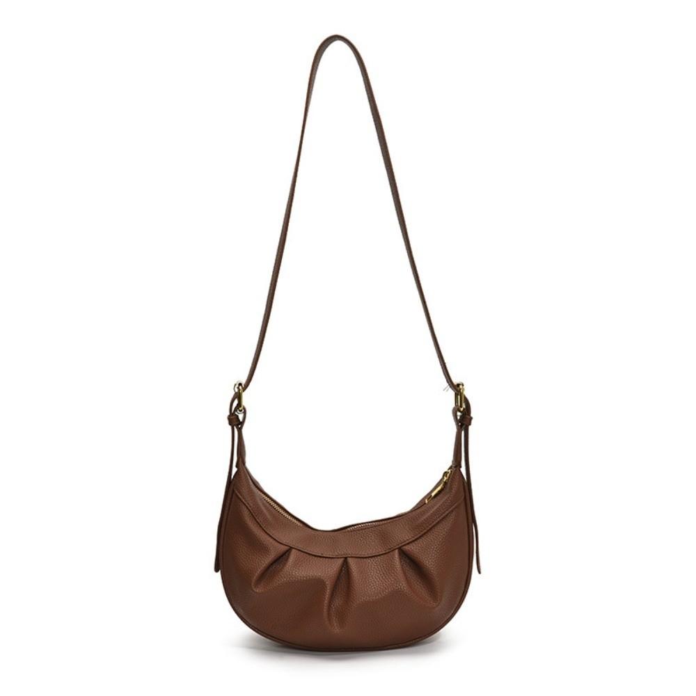 

Soft Leather PU Dumpling Bag Korean Style Underarm Shoulder Bag Pleated Crossbody Bag Travel коричневый
