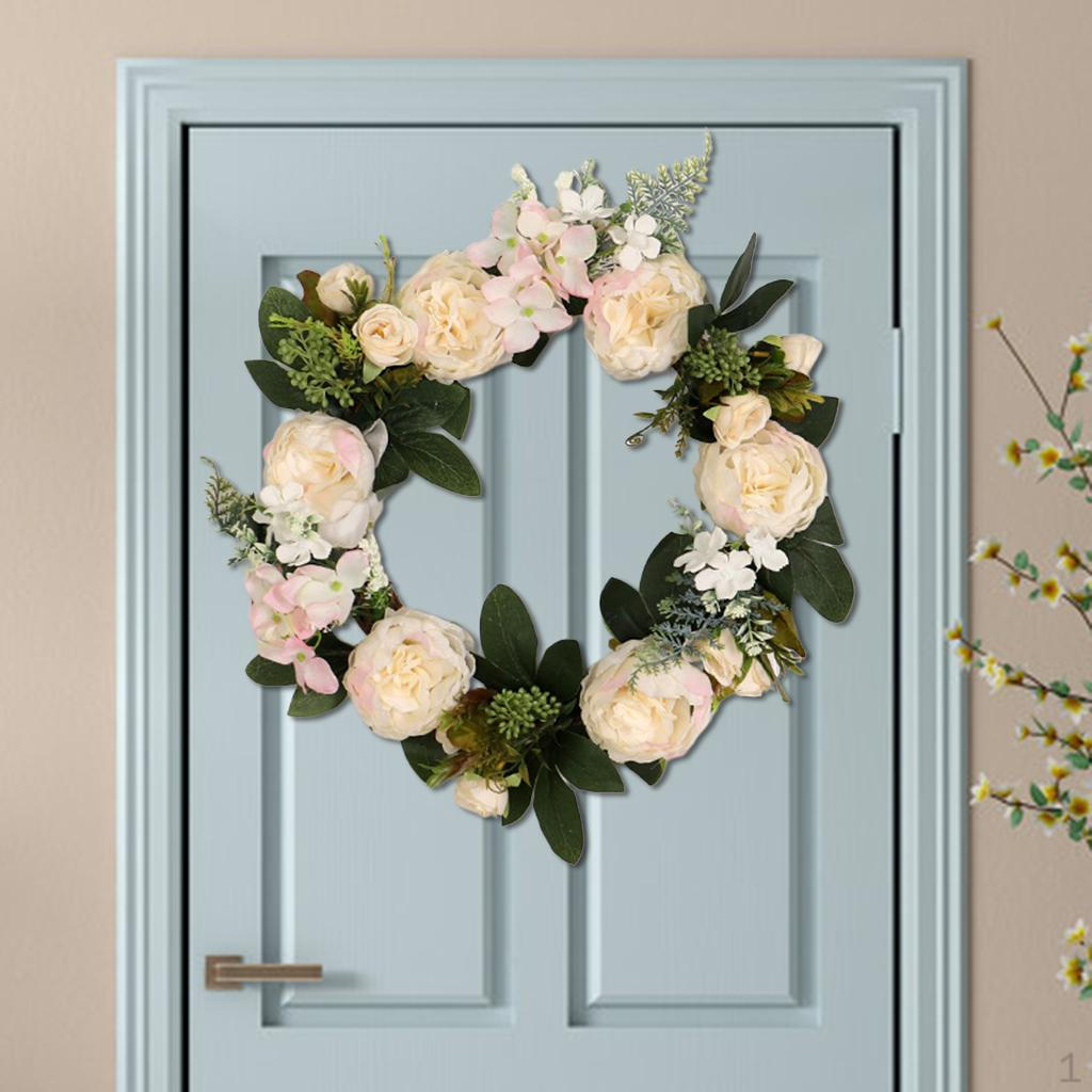 

Венок Пион - 16-дюймовая дверная пружина, круглая, свадебная, настенная подвеска белый