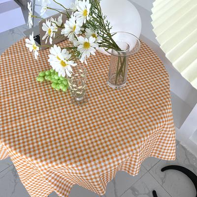 Desk Tablecloth Plaid Table Cover Linen Cotton Backdrop Dustproof Home Decoration for Office