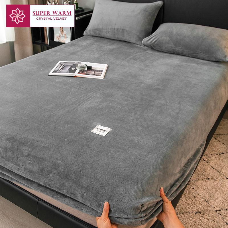 Lenzuolo con angoli in flanella calda con fascia elastica per letto singolo/matrimoniale Coprimaterasso aderente super morbido e caldo Coprimaterasso delicato sulla pelle