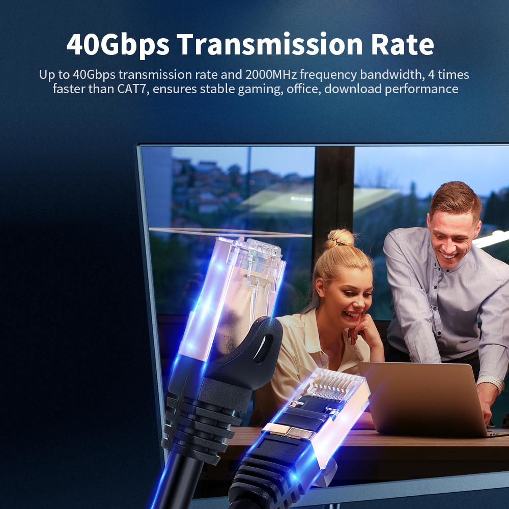 CAT8 síťový kabel 40Gbps 2000MHz Ethernetový kabel s vícevrstvým stíněním 26AWG čisté měděné jádro