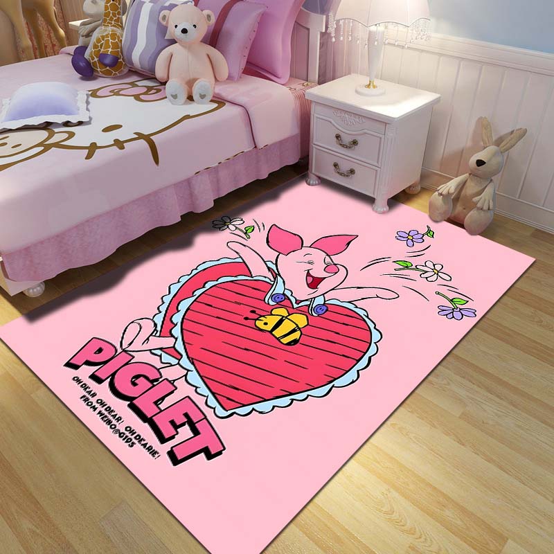 1PC Winnie The Pooh Piglet Printed Carpet Living Room Bedroom Kids Room Large Area Decor Non-slip Floor Mat Kids Play Area Rug