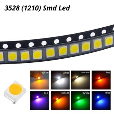100 pezzi 1210 3528 bianco rosso blu viola SMT SMD lampade perline emissione di luce 2 0 3 6 V 390-625 nm diodi ultra luminosi PLCC-2