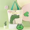 Cartoon Dinosaur Crocodile Canvas Bag - Large Capacity Children's Gift for Daily Use.