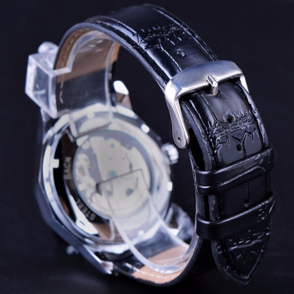 WINNER Blue Ocean Geometry Design  Transparent Skeleton Dial Mens Watch Top Brand Luxury Automatic Fashion Mechanical Watch Clock