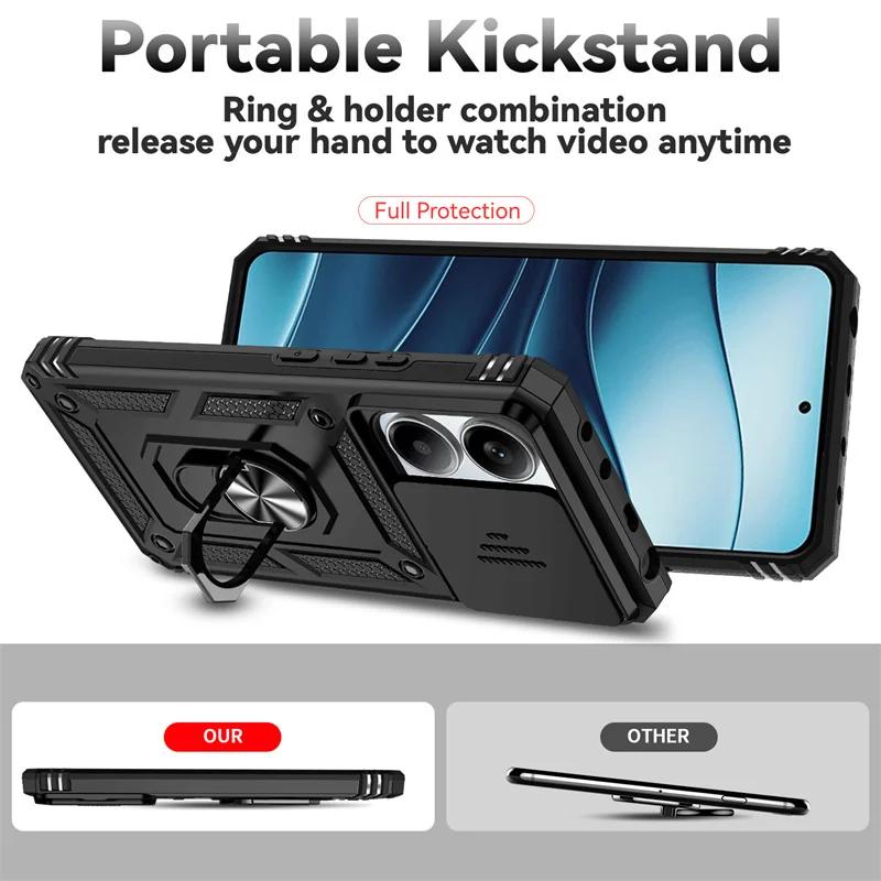 Capa For Xiaomi Redmi Note 14 5G Case Armor Slide Camera Lens Protector Back Cover for Redmy Note14 Shockproof Ring Stand Funda