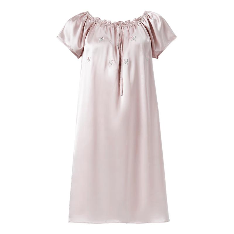 Women s 100% Mulberry Silk Short-Sleeve Nightgown One Size