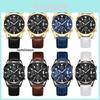 Stylish Men's Watch With Night Light And Calendar Quartz Pointer Display Leather Strap 98001 Belt Style)