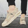 Summer Hollow Pure Color Lace-up Mesh Surface Breathable Sports Men's Running Trend Casual Plus Size Men's Shoes