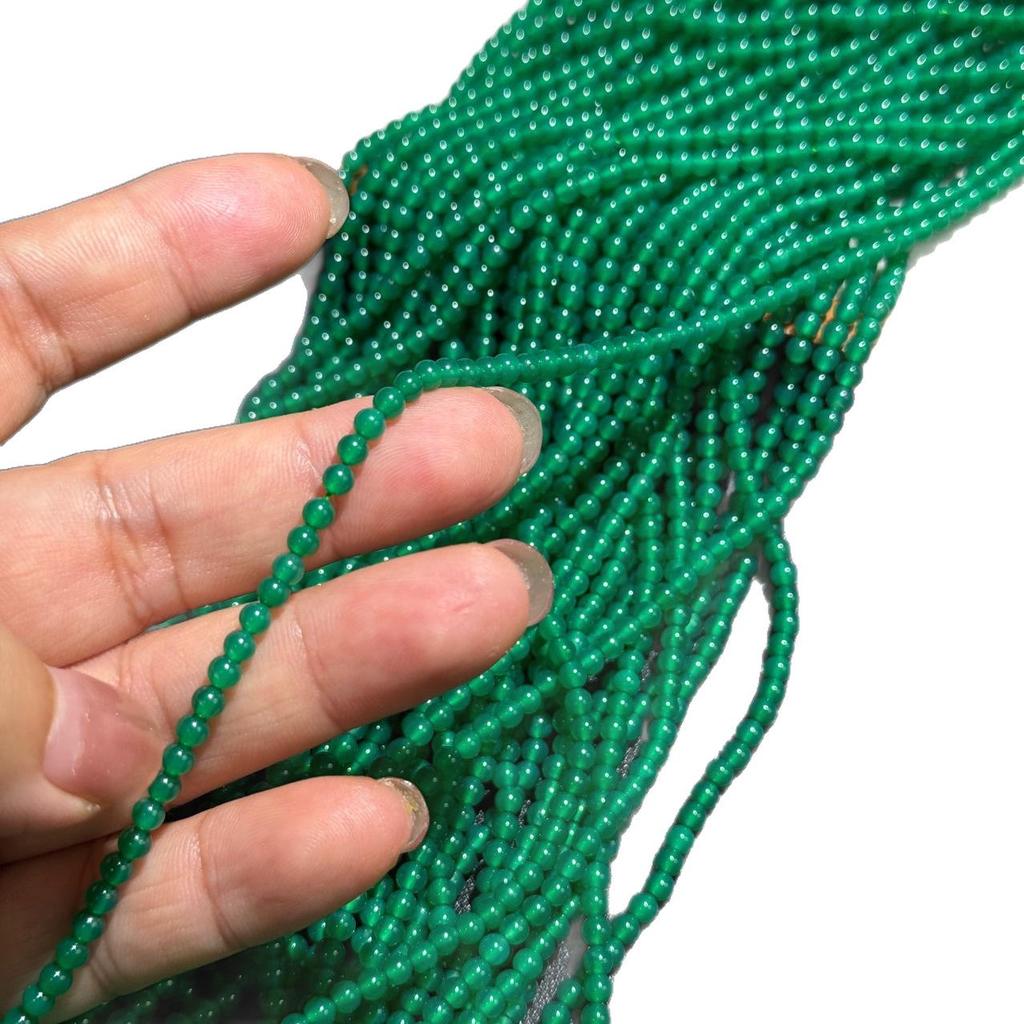 Perle Rotonde in Agata Verde Naturale da 3 mm di Alta Qualità per Collane/Braccialetti Fai-da-Te