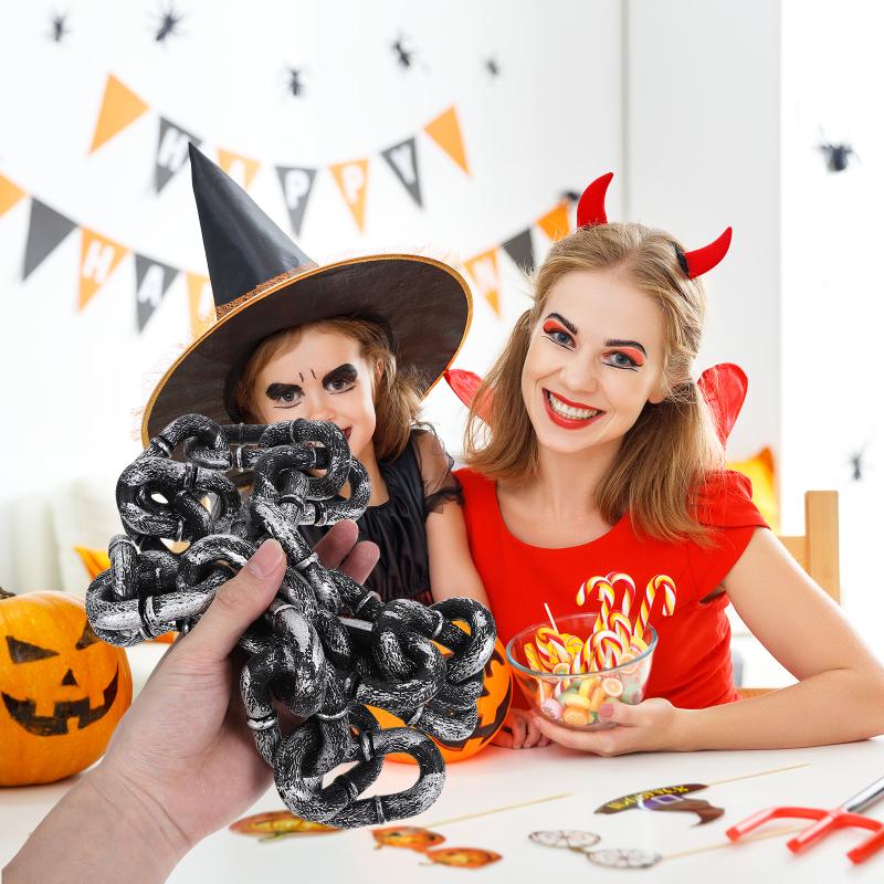1M Halloween Simulation Chain Party Layout Decor Plastic Barrier Chain Halloween Performance Stage Props Costume Accessory