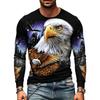 Men's Long Sleeve T-Shirt Bald Eagle Forest Moon 3D Print Casual Outdoor Streetwear Crew Neck Top