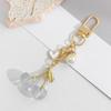 Cute Cherry Keychain With Pearl And Heart Charm Resin Fruit Pendant Bag Accessory For Women Girls