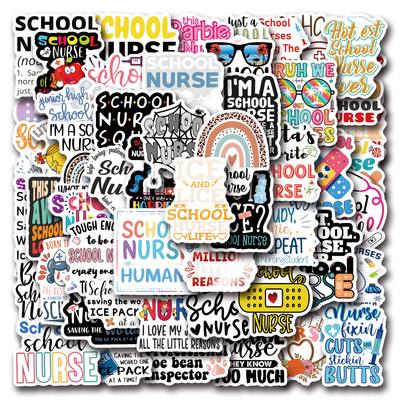 55 Autocollants Graffiti Nouvelle Infirmière Scolaire Autocollants Décoratifs Skateboard Téléphone Portable Imperméables