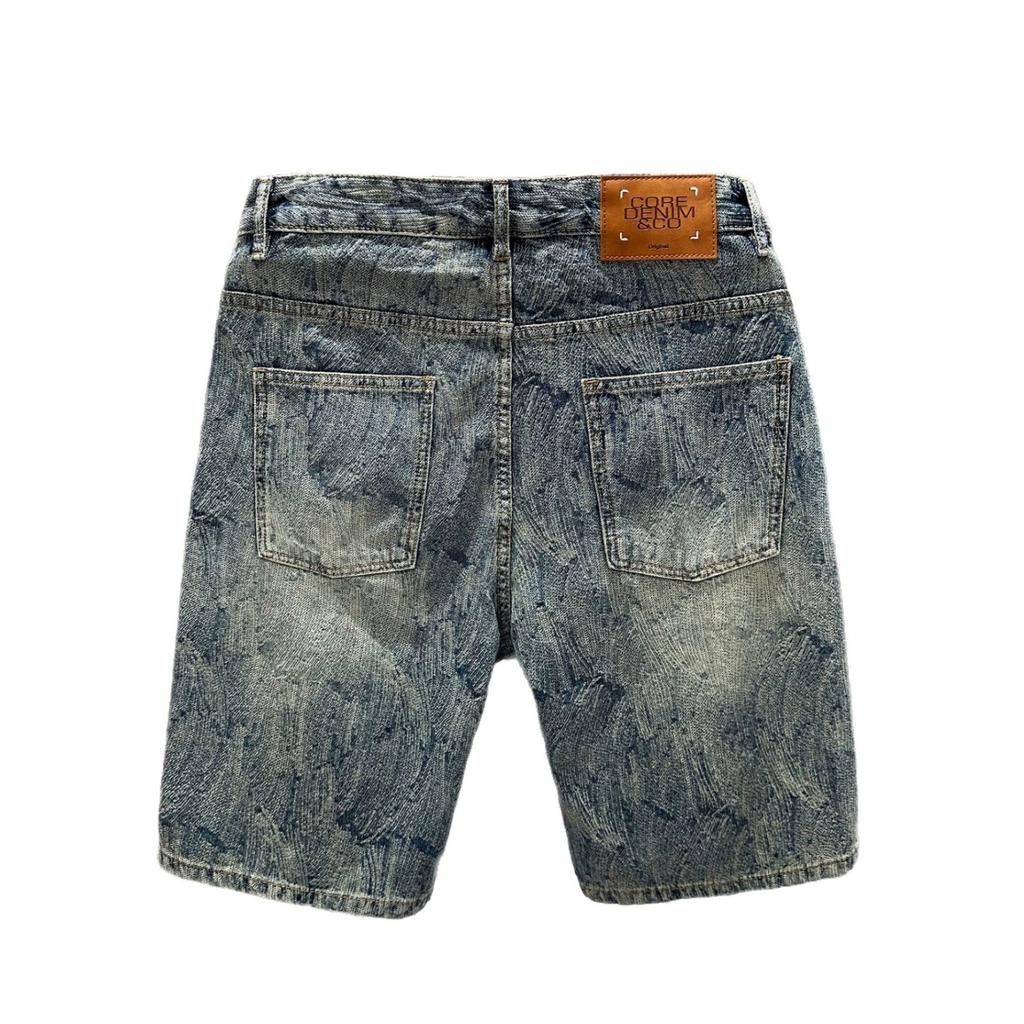 Summer new American trendy brand fashion design sense versatile denim shorts men's handsome casual five-point pants medium pants