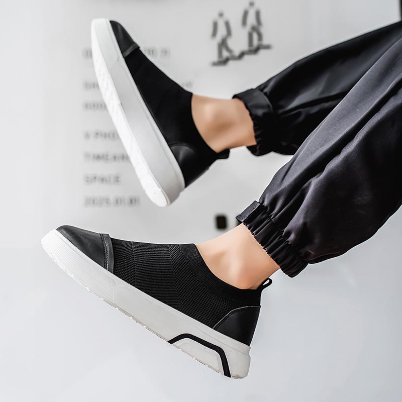 Men's Sneaker Breathable Platform Hiking Outdoor Lazy Loafers Black Versatile Lightweight Thick Soled Casual Walking Shoes 39-44
