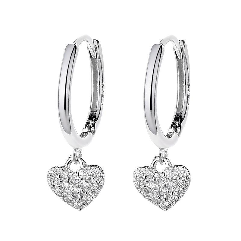 Diamond Micro-set Love Ear Hanging Earrings Women's Ins Style Exquisite Earrings Light Luxury Fashion Earrings