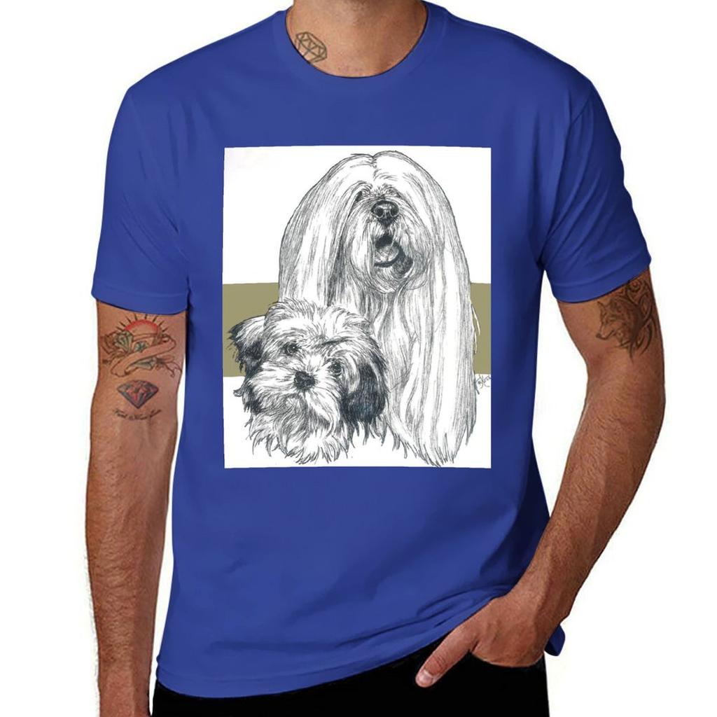 Lhasa Apso Father  Son TShirt Cotton Man Tshirts Anime T Shirts Luxury Man Plain T Shirts Men