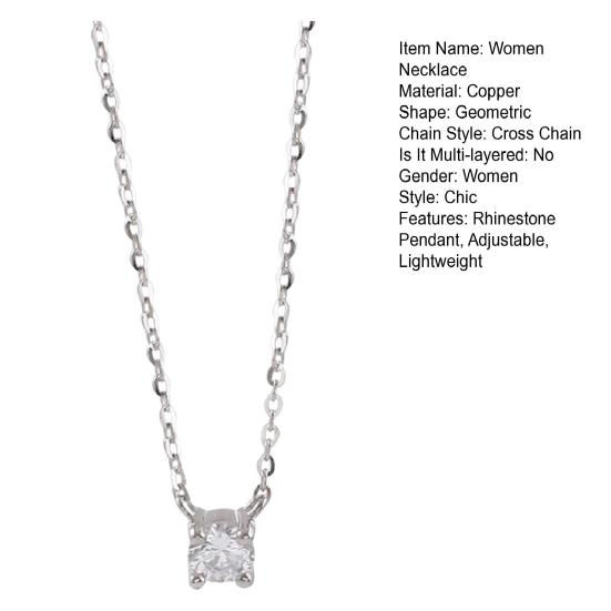 Women Necklace Rhinestone Pendant Adjustable with Extended Length Hollow Chain Lady Clavicle Necklace Neck Jewelry