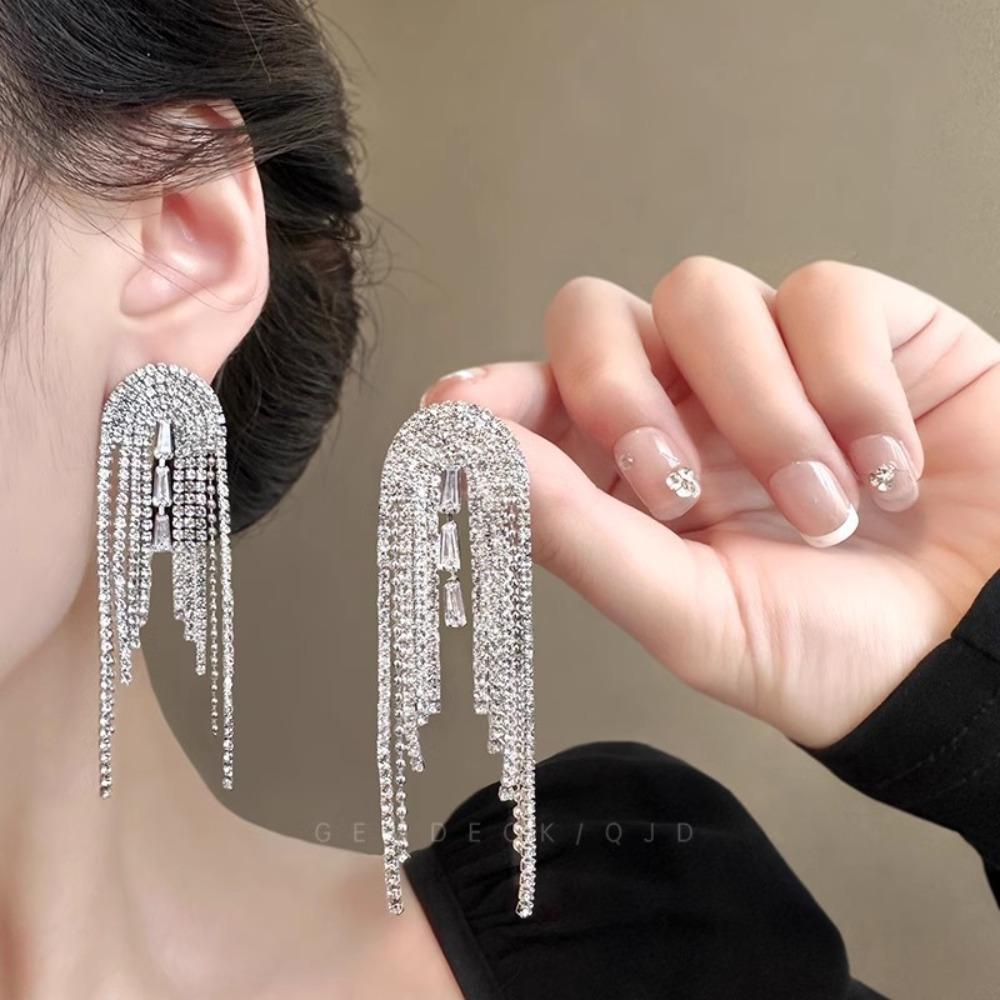 Long Fringed Earrings Feel Exaggerated Temperament Long Stud Earrings Birthday Dinner Earrings Earrings