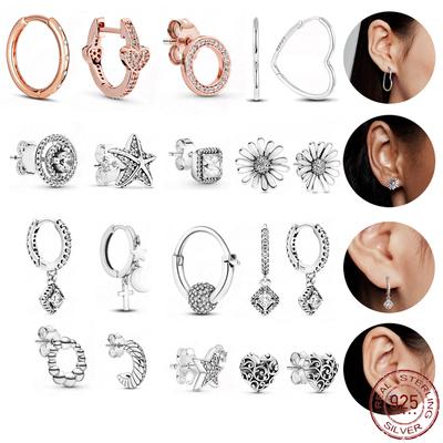 Orecchini in argento sterling 925 a forma di cuore asimmetrico, orecchini a cerchio circolari per donna, orecchini in argento alla moda, gioielli regalo