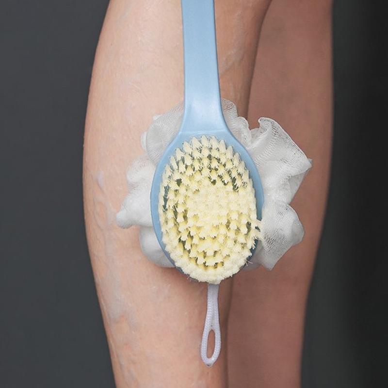 Long Handle Rubbing Back Bath Brush Flower Ball For Adult Soft Hair Dual Purpose
