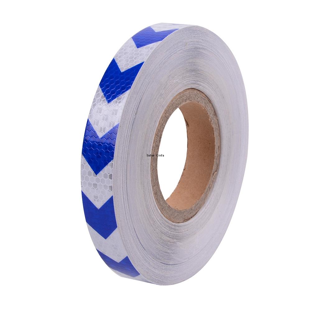 2.5cm*5m Arrow Car Reflective Stickers White-Blue Waterproof Bicycle Reflector Adhesive Warning Retroreflective Conspicuity Tape