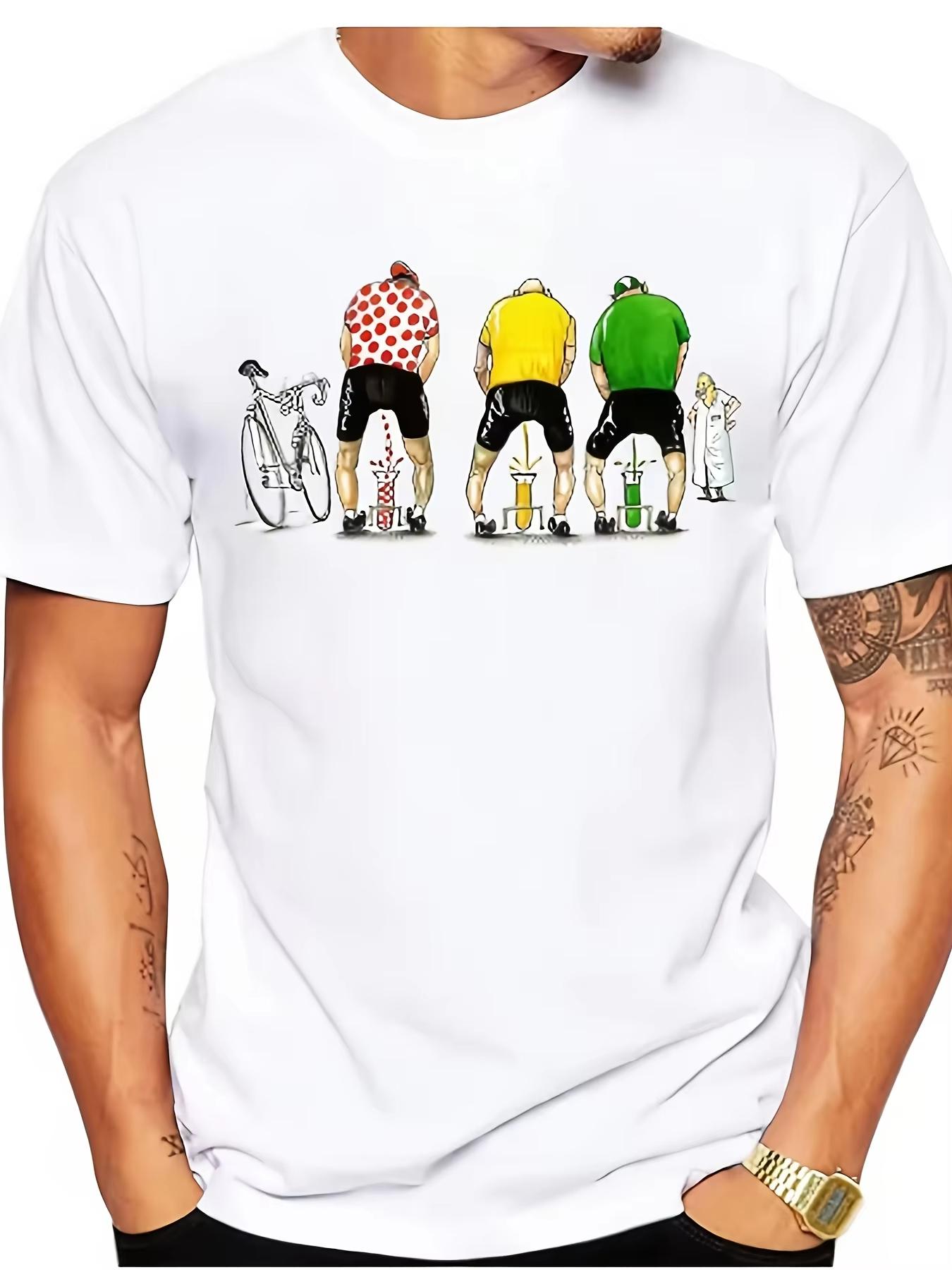 

2026 New Year Mens Printed Bicycle Pattern Round Neck Short Sleeved Casual Summer Tshirt Suitable for Bicycle Enthusiasts 3XL