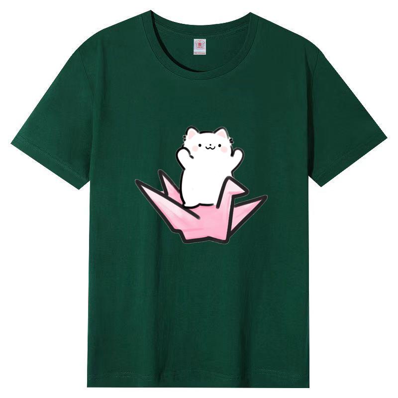 Dámské léto Populární tričko s krátkým rukávem Bavlna Prodyšné Volný top Potištěné tričko Ležérní