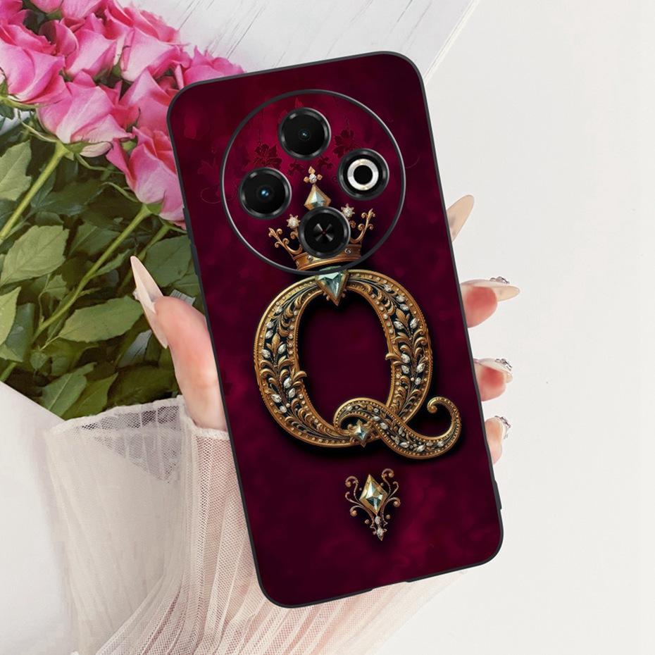2025 Fashion Crown Letter Case For Tecno Spark 30C 30 Pro 4G Black Silicone Soft Cover For Tecno Spark30C 30 30Pro Phone Cases