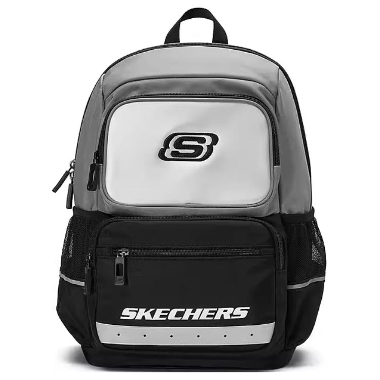 Skechers Versatile Casual Zipper Fabric Backpack Men Backpacks Carbon-Black L324K077-0018 Carbon Black